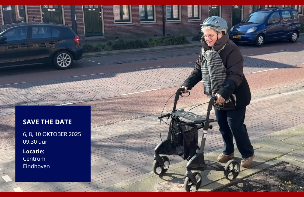 Save the date aankondiging, erica achter haar rollator