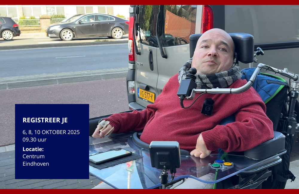 registreren voor de workshops , Boy in zijn elektrische rolstoel